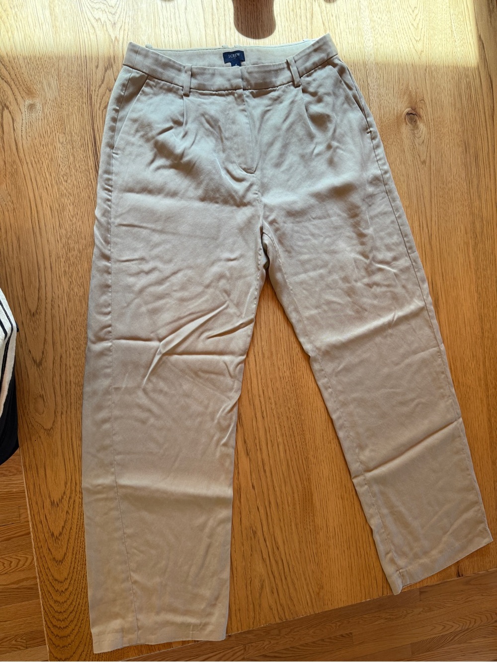 J.Crew Womens Khaki Tan Pleated Wide Leg Tencel Lyocell Pants Size 4